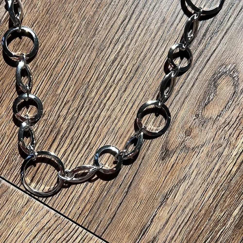 Flat satin finish circles linked together and finished off with a stylish toggle